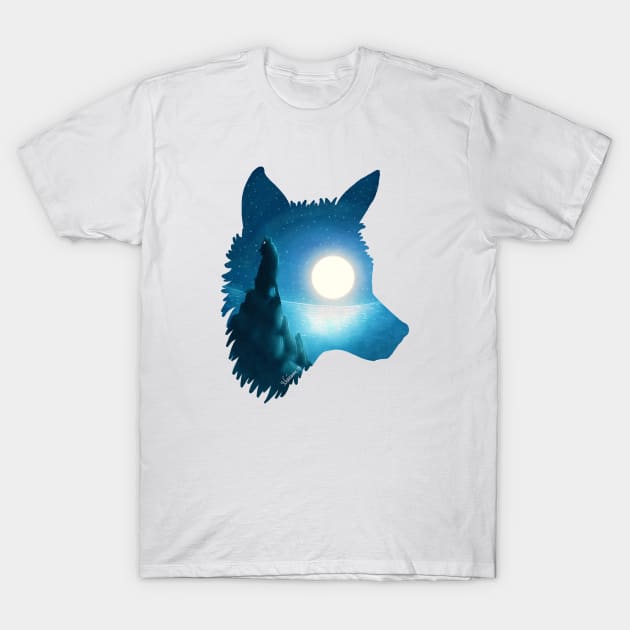 Midnight Wolf T-Shirt by DVerissimo